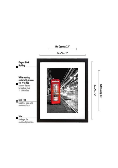 Ayrex Dayanıklı Camlı 11x14 Yüzer Resim Çerçevesi - 8x10 Fotoğraf Veya Daha Küçük - Kaydırmalı Fotoğraf Çe