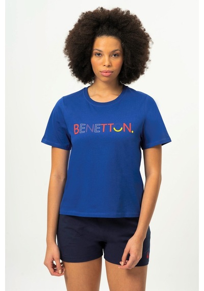 Benetton Bnt-w20382-23y Kadın T-shirt Bnt-w20382-r1078 Lacivert