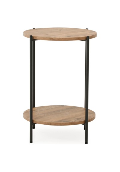 Sehpol Yuvarlak Tablalı İki Katlı Sehpa Q42x60 Cm Antrasit