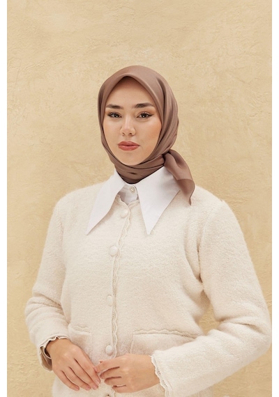 Silk Home Düz Shiny Eşarp - Koyu Vizon - Koyu Vizon