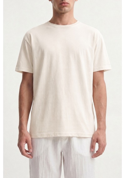 Antioch Pamuklu Erkek T-shirt Ekru