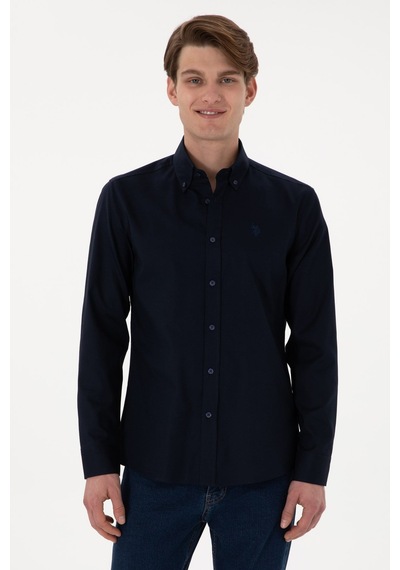 U.S. Polo Assn. U.s. Polo Assn. %100 Pamuk Uzun Kol Slim Fit Gömlek 2083199 Lacivert
