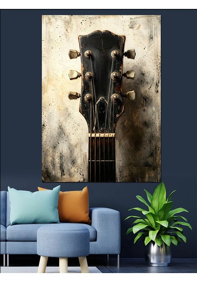 Eski Bir Gitarın Yakın Planı Dekoratif Kanvas - Mdf Ahşap Tablo