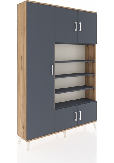 Arges Dolap 10 Raflı 5 Kapaklı 132x30x195 Çam-antrasit/antrasit Çam Arges Dolap 10 Raflı 5 Kapaklı 132x30x195 Çam-antrasit/antrasit Çam