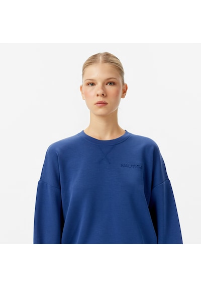 Nautica Kadın Mavi Regular Fit Sweatshirt Düz 47k101t Mavi