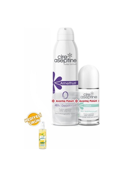 Cire Aseptine Amethyst Deodorant 150ml+ Rollon 60ml Avantaj Paketi