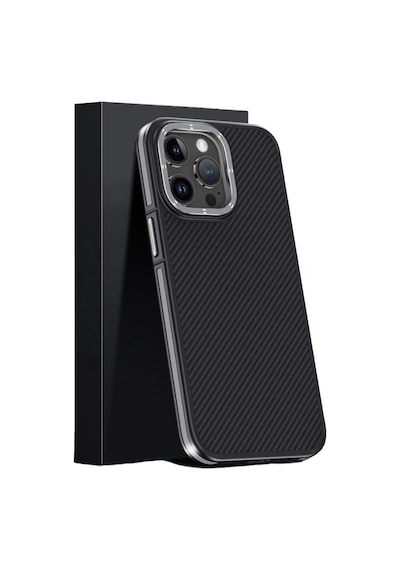 Joko Apple iPhone Uyumlu 15 Pro Max - Kılıf Aramid 600d Kevlar Karbon Fiber Magsafe - Kapak - Gri