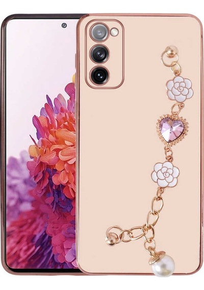 Samsung Galaxy Uyumlu S20 Fe Kılıf Çiçek Desenli Askılı Tutamaçlı Kamera Korumalı Kapak Taka