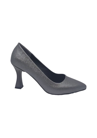 Zerhan 801 Kadın Platin Pırıltılı Kadeh Topuk Stiletto Ayakkabı Platin