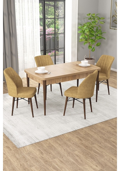 Arel Meşe Desen 80x132 Açılabilir Mdf Masa Yemek Odası Takımı, Mutfak Takımı 4 Adet Sandalye Meşe Masa - 4 Cappuccino - Ceviz Ayak Arel Meşe Desen 80x132 Açılabilir Mdf Masa Yemek Odası Takımı, Mutfak Takımı 4 Adet Sandalye Meşe Masa - 4 Cappuccino - Ceviz Ayak