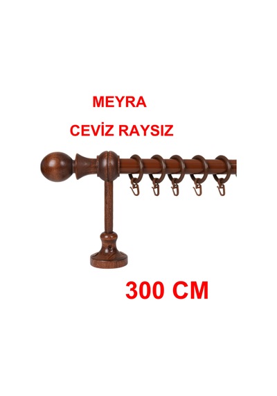 Meyra Demonte Başlıklı Ahşap Rustik Perde Askısı - Raysız -ceviz 300 Cm Ceviz