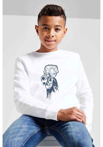 Tshirthane Gone Wild Baskılı Unisex Çocuk Beyaz Sweatshirt Beyaz