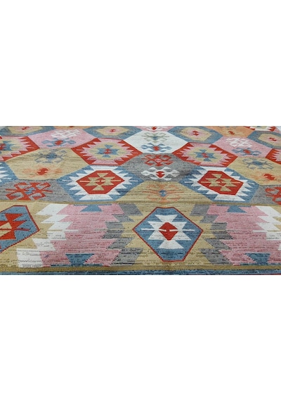 Algelsineve Elmas Desen Kilim El Dokuması Tadında Otantik Görünüm Çok Renkli