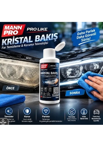 Mann Pro-kararmış Farları 50 Saniyede İçinde Yenileyen Nano Kristal Sıvı 150 Ml 1