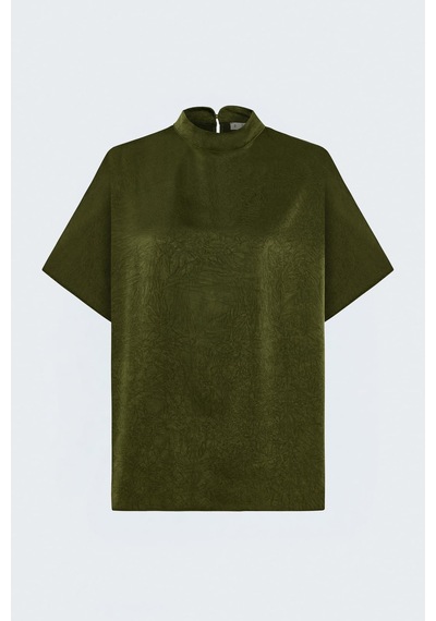 Sateen Yarasa Kol Bluz - Yeşil-137994