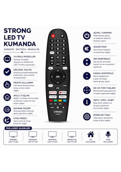 Strong Sungate Skytech Whale Os Akıllı Tv Kumandası