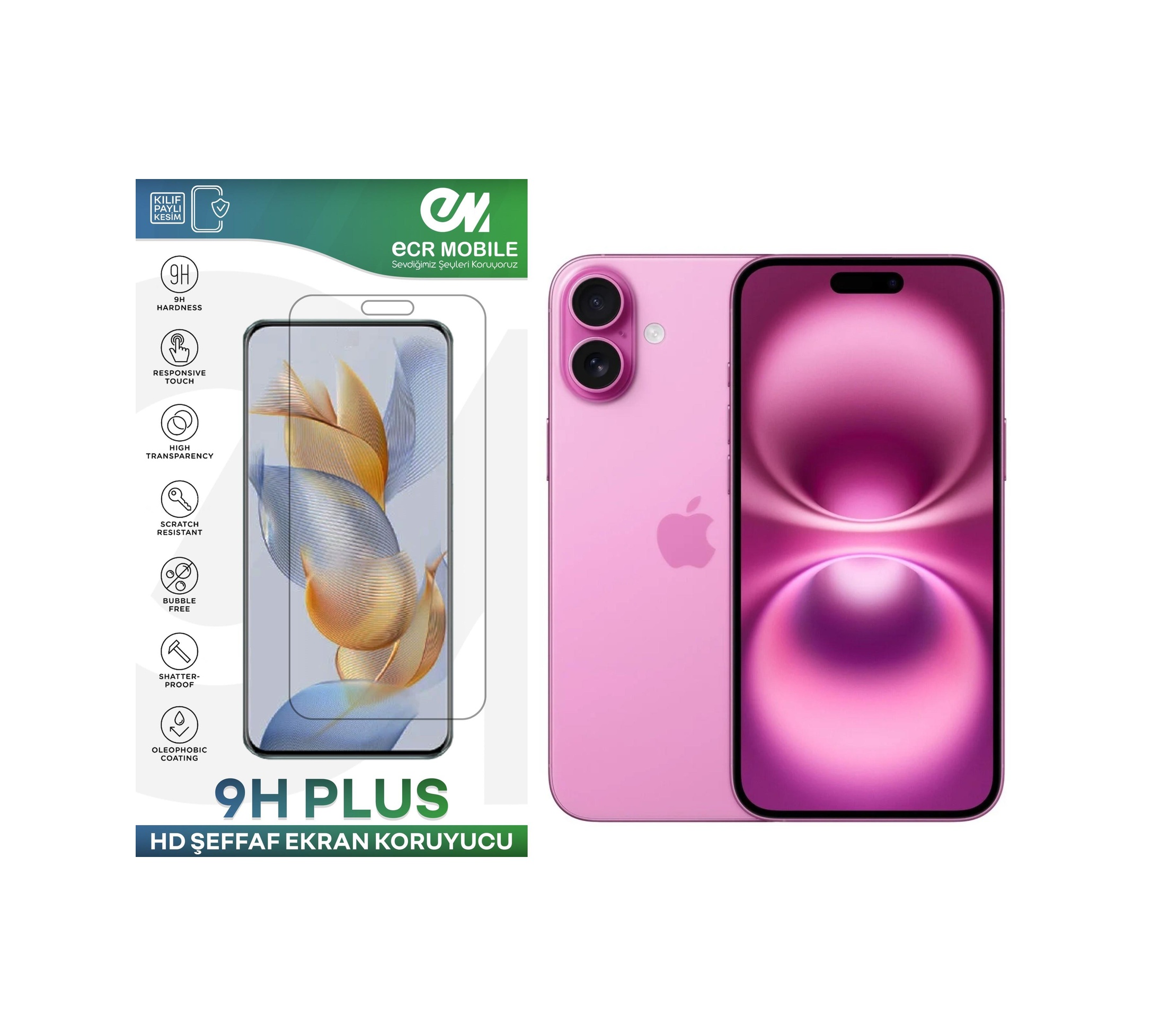Apple Uyumlu   iPhone 16 Ekran Koruyucu 9h Esnek Nano Cam Tam Şeffaf