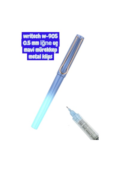 Writech W-905 Roller Kalem 0,5 Mm Kalem Mavi Mürekkep Metal Klips Mavi-açık Mavi Çok Renkli