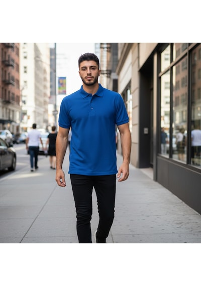 Bite Nose Renk Seçenekli Erkek Polo Yaka Tişört Günlük & Şık Pamuklu Slim Fit Açık Mavi