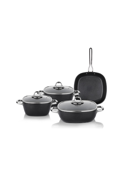 Schafer Gastronomie Master Y.Y.Tencere Seti - Ind-7 Parça-Siyah