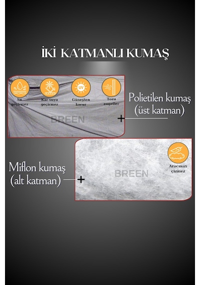 Gri Kabinli 3 Kişilikli Moped Brandası, 3 Teker Kabin Brandası