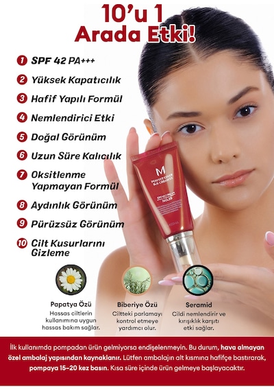 Missha Yoğun Kapatıcılık Sunan Nemlendirici BB Krem50ml M Perfect Cover BB Cream SPF42/PA+++ No: 25