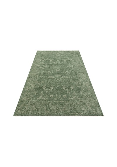 Shiraz Shr 02 Green Vintage Eskitme Tarzı Yumuşak Dokulu Salon Halısı Oturma Odası Halısı Yeşil
