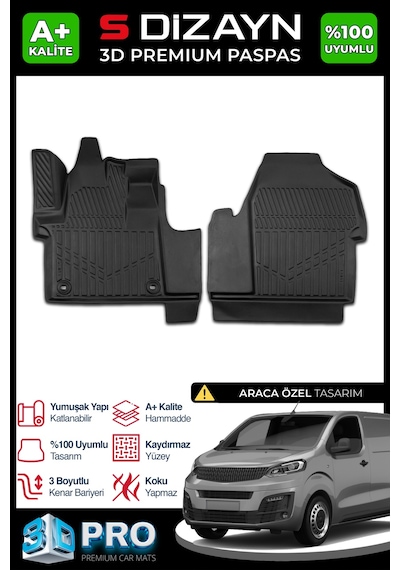 S-dizayn Fiat Scudo 3d Pro Havuzlu Paspas 2022 Üzeri A+ Kalite