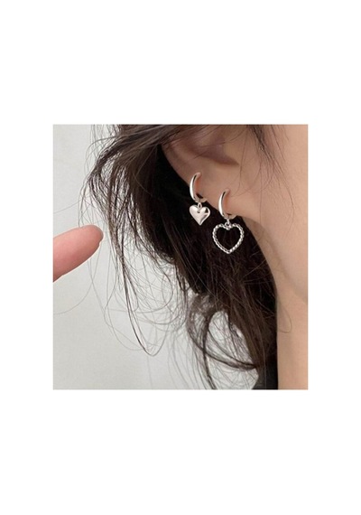 Lunarie Kalp Charm Kontur Halka Küpe Bijuteri Vintage Antialerjik Gümüş