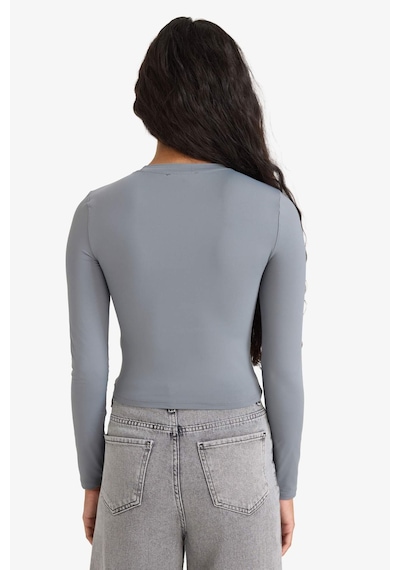 Defacto Fitted Bisiklet Yaka Uzun Kollu Tişört D0199ax25augr436 Gri