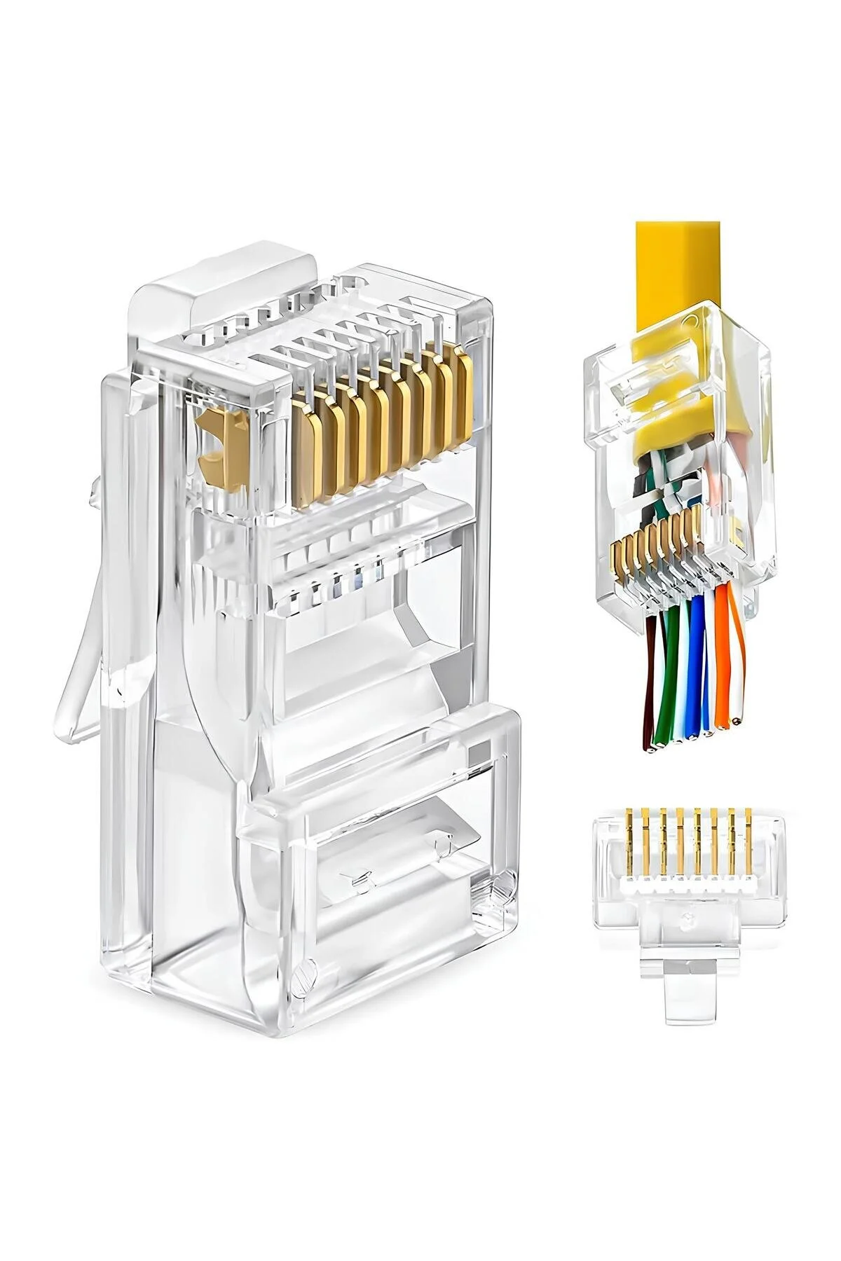 Rj45 Cat6 Yeni Nesil Delikli Jack Konnektör 100 Adet