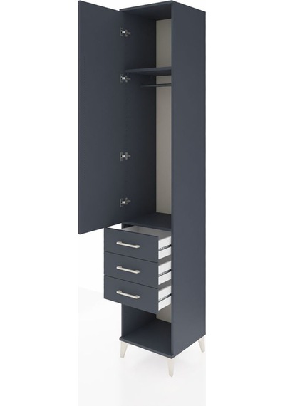 Hyperion Dolap 2 Raflı 3 Çekmeceli Tek Askılı 44x44x243 Antra... Antrasit