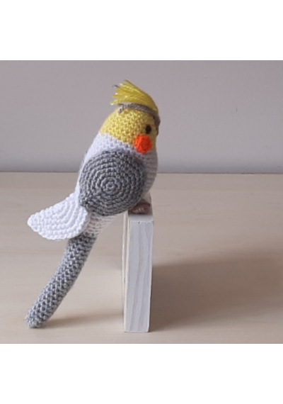 Amigurumi Oyuncak Kuş Gri Beyaz Sultan Papağan