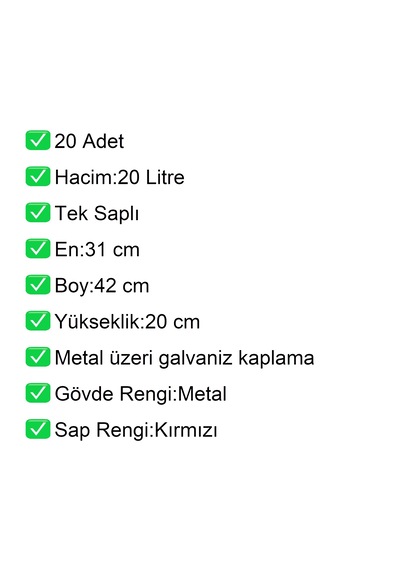 Tel Alışveriş El Sepeti 20 Litre Tek Saplı 20 Adet / En:31 Boy:42 Yükseklik:20 Cm Metal