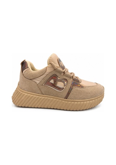 Papucumun Dünyası Kadın Modern Chunky Taban Yumuşak İç Yapılı Günlük Sneaker Bej