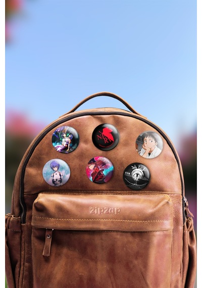 Neon Genesis Evangelion Çanta Süsü Rozet İğneli Buton Rozet Seti 6 Adet Çok Renkli