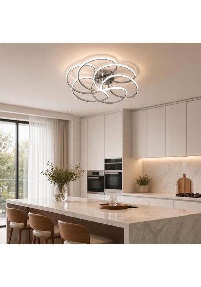 3 Renk Uzaktan Kumandalı Samyeli Model Led Avize Krom - Gümüş