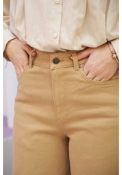 1162-gabardin Pantolon Etek Bej Bej