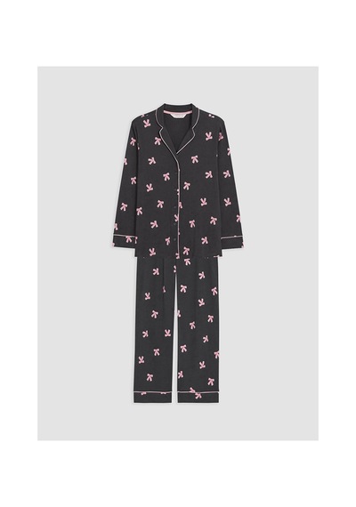 Lcw Dream Gri Gömlek Yaka Desenli Hamile Pijama Takımı