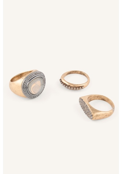 Defacto Kadın Taş İşlemeli Farklı Formlu 3lü Yüzük Seti I7173axnsgd1 Sarı-gd1