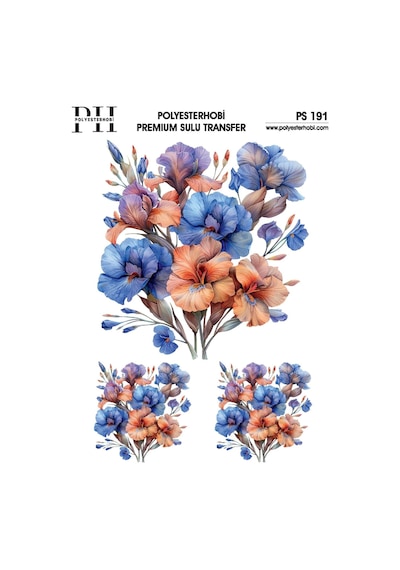 Polyesterhobi Premium Sulu Transfer 25x35 Cm Çiçek Desenli Ps 191
