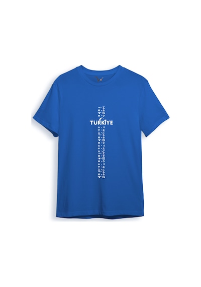 Bozkurt Göktürk Alfabesi Türkiye Sembolleri Yazısı Ve Ay Yıldız Ve Hilal Baskılı Regular Fit T-shirt Saks Mavi Bozkurt Göktürk Alfabesi Türkiye Sembolleri Yazısı Ve Ay Yıldız Ve Hilal Baskılı Regular Fit T-shirt Saks Mavi