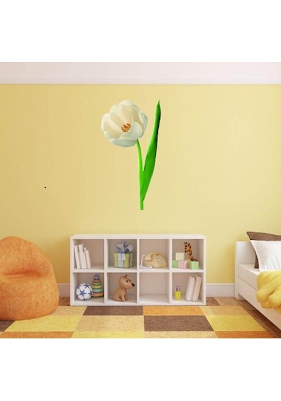Duvar Süsü Sticker 2 Adet Çiçekli Şeffaf Filmli Pvc 70x50x0,5cm