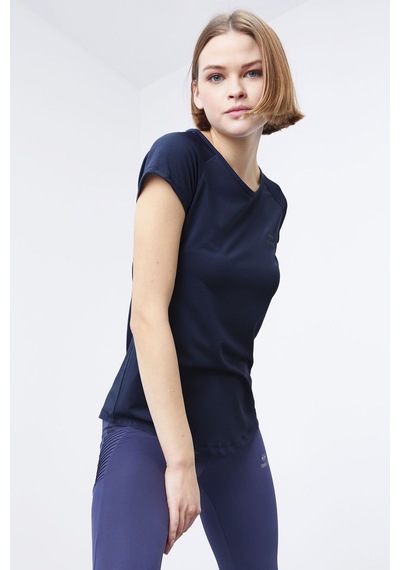 Tommy Life İndigo Sırt Pencereli Kısa Kol Standart Kalıp O Yaka Kadın T-shirt - 97101 Indigo