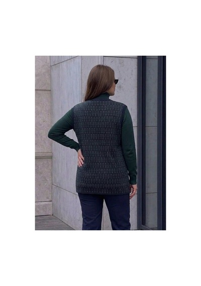 Onno Style Women Desenli Çelik Örgü Klasik Triko Yelek Yeşil - Lacivert