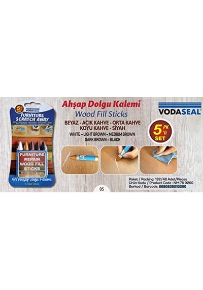 Vodaseal 53.02.005 5'li Set Ahşap Dolgu Kalemi