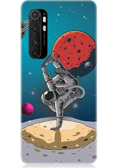 Xiaomi Mi Note 10 Lite Uyumlu Break Dans Yapan Astronot Desenli Silikon Kılıf