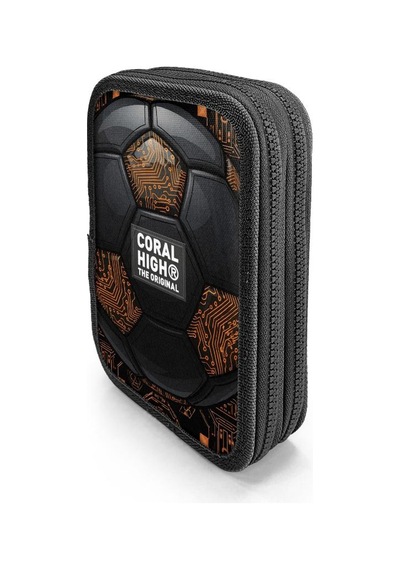 Coral High Kids Futbol Desenli Çift Katlı Kalem Çanta 31106 Çok Renkli
