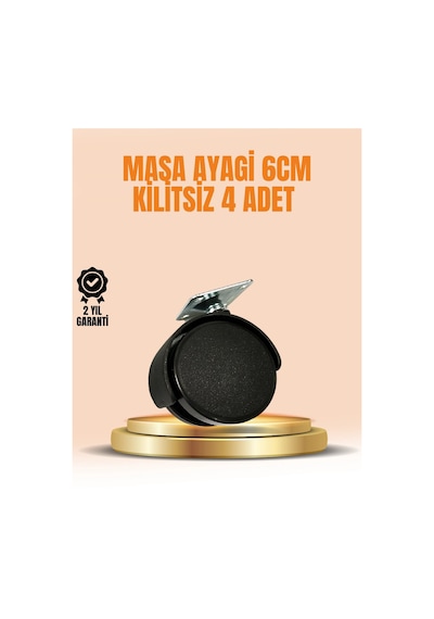 6 Cm Kilitsiz Masa Ayağı Tekerleği 4 Lü Set Çok Amaçlı Renkli