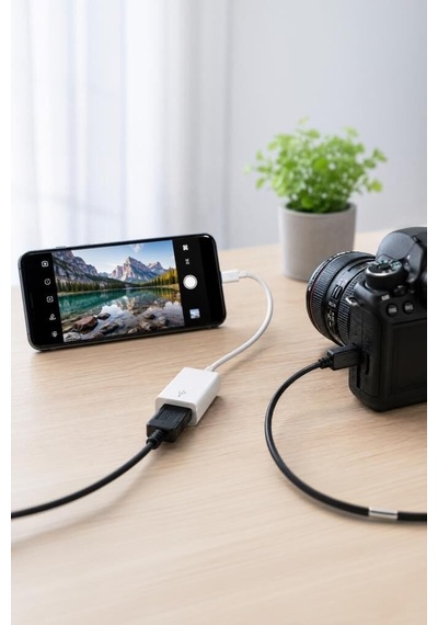 Delux Serisi Aktarım Kompakt Unisex Kamera Adaptörü Type-c To Usb Jh01515 Beyaz